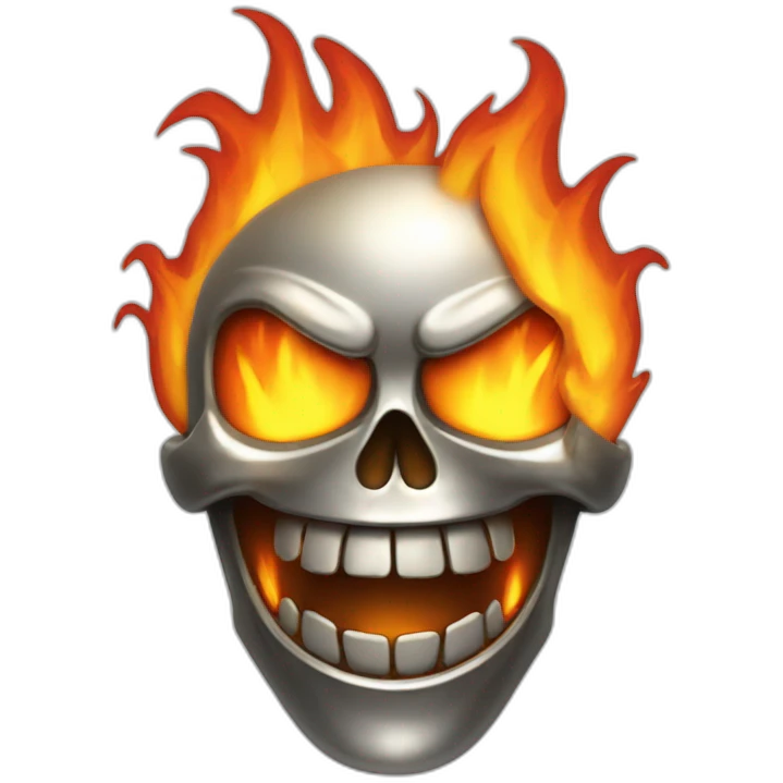 metal laughing skull on fire emoji