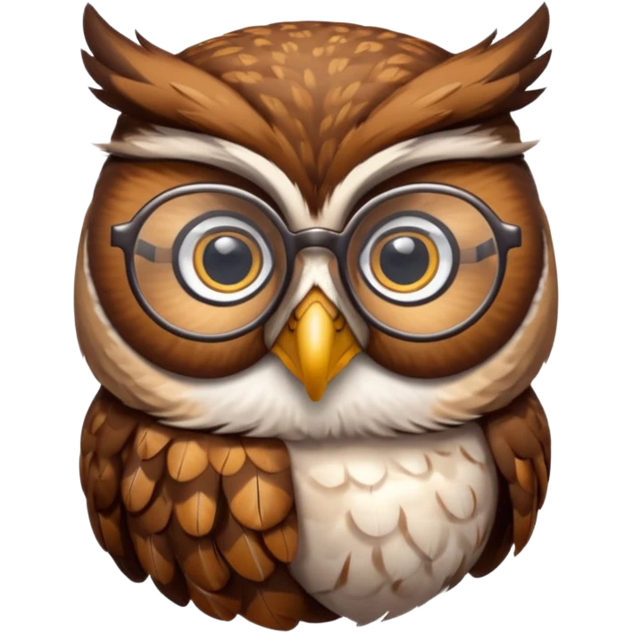 Owl with reading glasses emoji