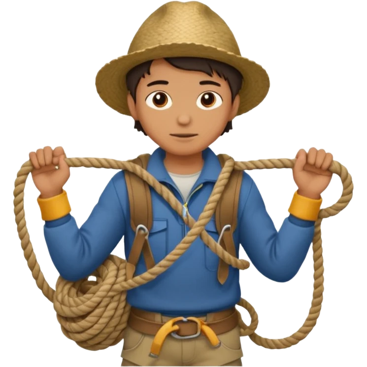Boy carrying rope,Jungle Explorers. emoji