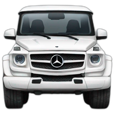White mercedes truck pushes car on autoban emoji
