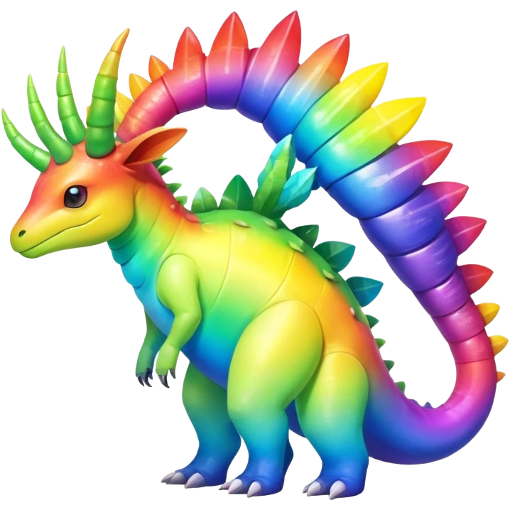 Shiny Exotic Colorful Meganium-Amaura-Aurorus-Fakémon-hybrid-creature (full body)  emoji