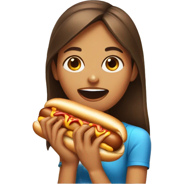 Girl eating hotdog emoji