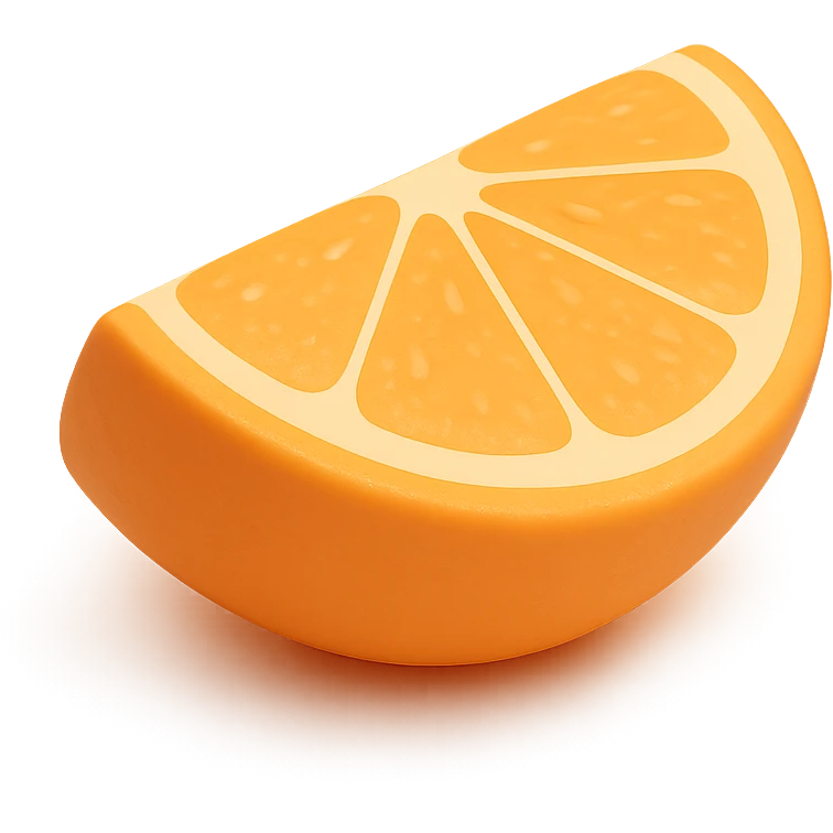 3D orange slice with juicy texture emoji