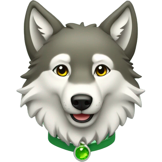 Wolf happy avec collier vert emoji