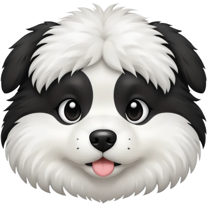 black and white fluffy dog face  emoji