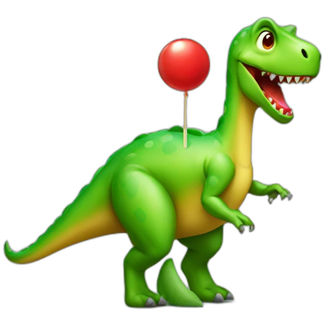 green dinosaur with a red candy emoji