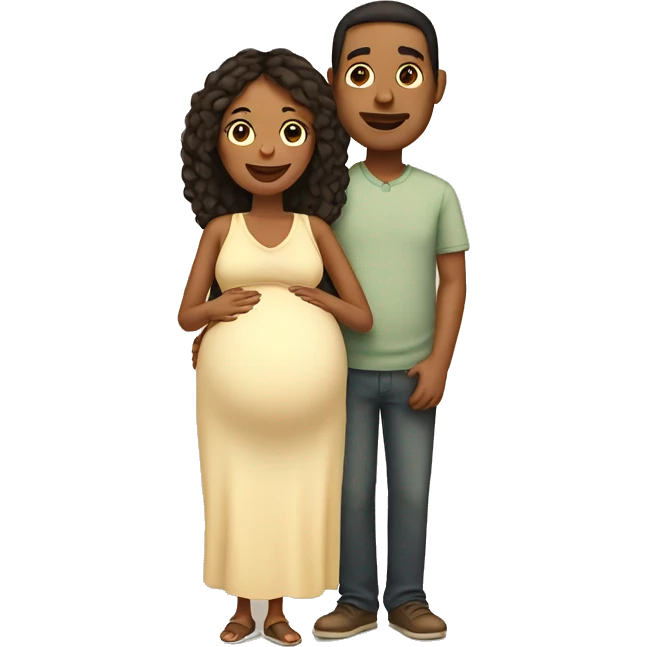 A pregnant woman with her husband  emoji