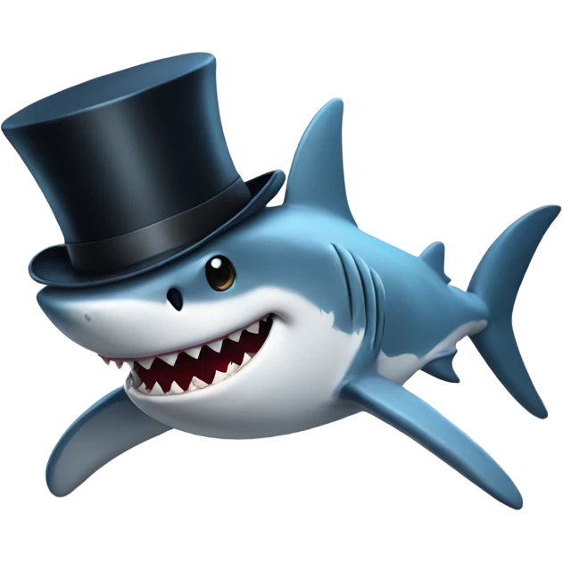 Shark with a top hat emoji