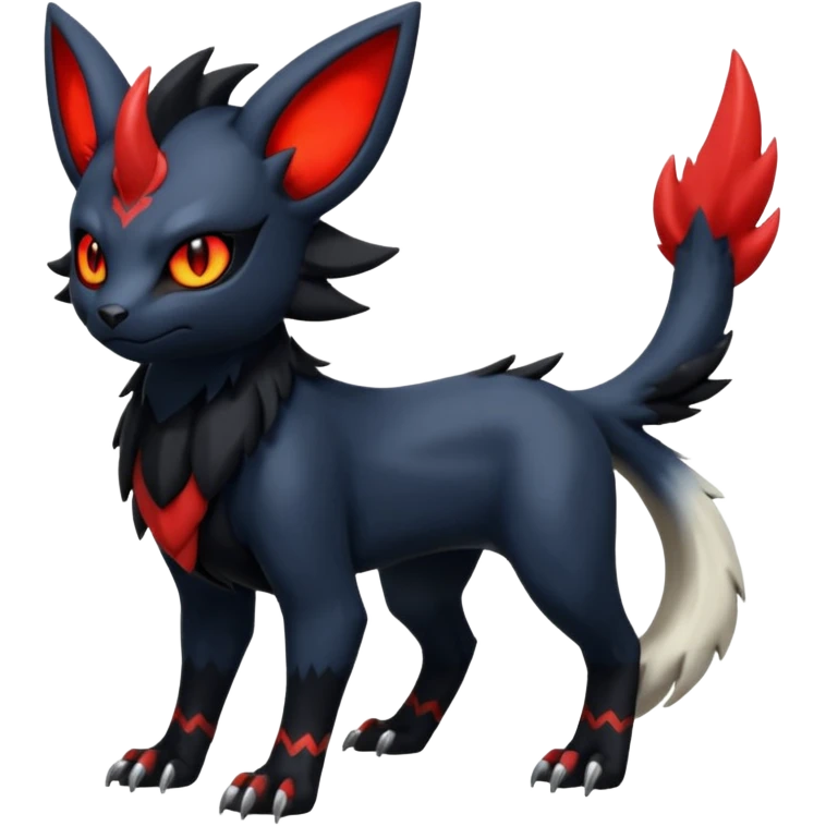 Handsome cool badass edgy Absol-Litten-Umbreon-Giratina-Pokémon-Fakémon-fusion-hybrid-creature, full body emoji