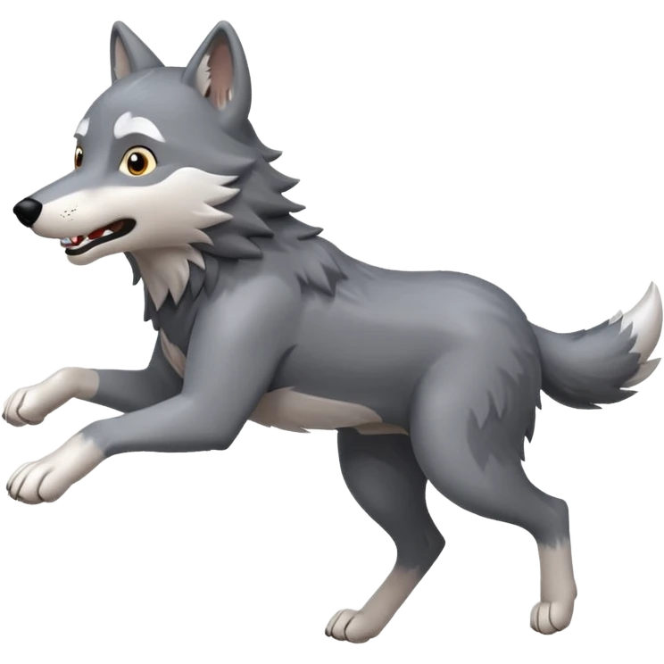 Wolf run cartoon emoji