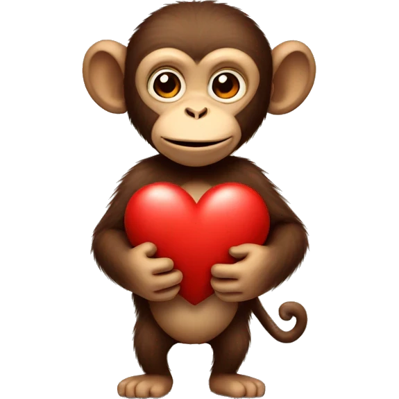 monkey carries big heart emoji