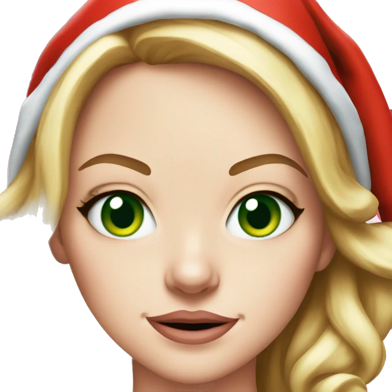 Emma Stone running emoji in a santa costume green eyes emoji