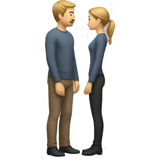 2 people talking while standing with arm movements emoji