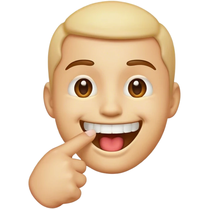 a smiling emoji that puts his finger horizontally in his mouth as if he bit it emoji