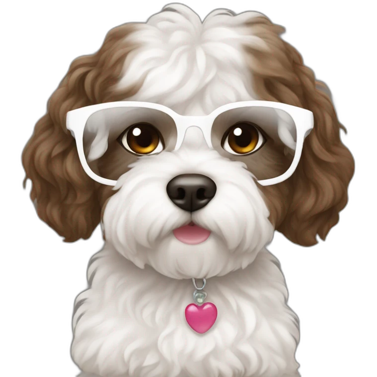Long brown hair eyeglassed turkish girl with white maltipoo emoji