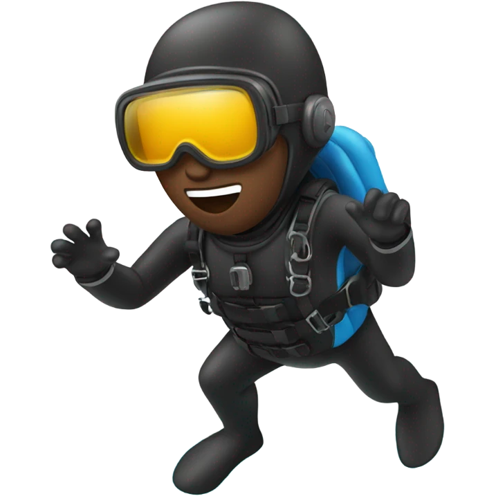 Black guy in scuba suit diving into ocean emoji