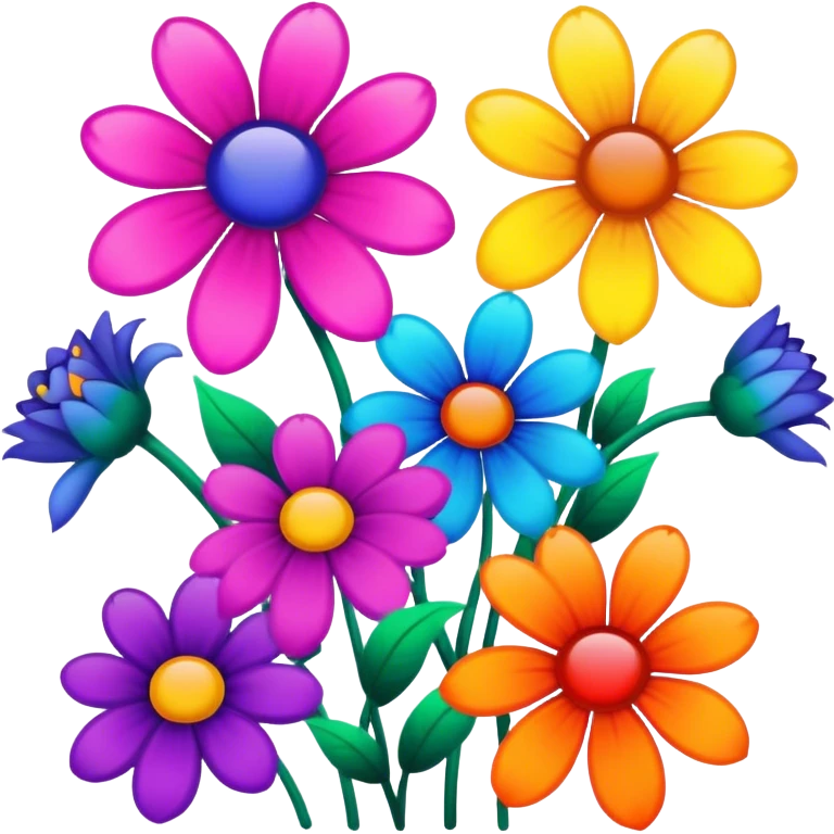 Psychedelic colored, flower power emoji