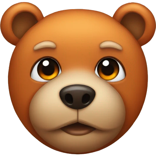 A teddy bear with orange and black eyes  emoji