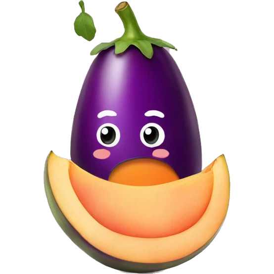 A eggplant inside a peach  emoji