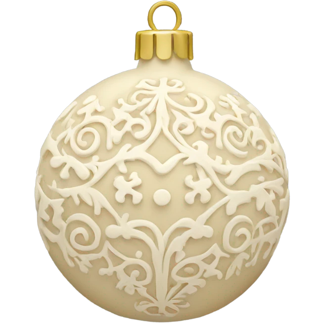 A cream-colored Christmas ornament with intricate patterns  emoji