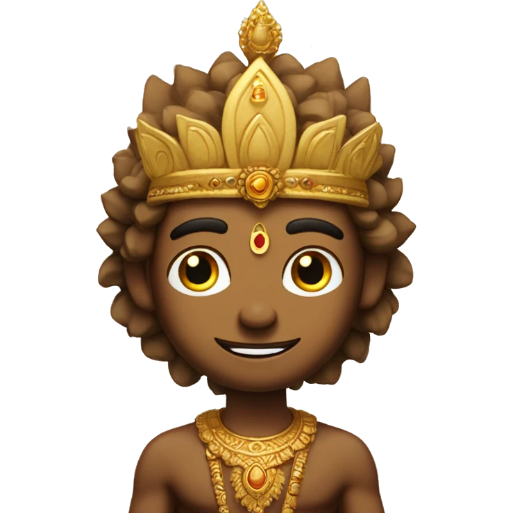 Lord Vishnu in brown skin wearing indian gold crown  emoji