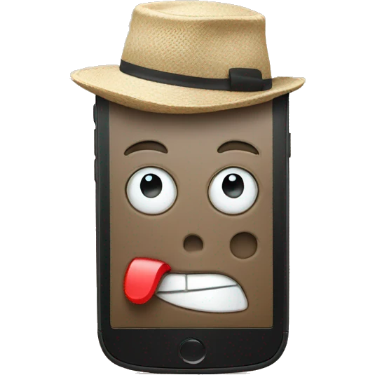 Phone wearing a hat emoji