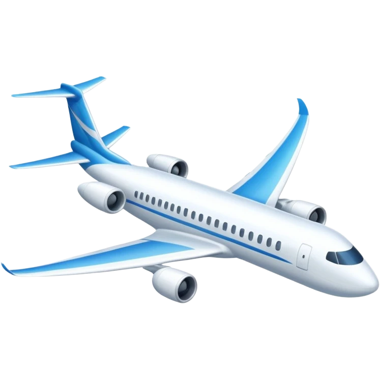 A sleek commercial airplane with long wings and shining white fuselage gliding smoothly through the sky. emoji