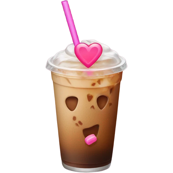 iced coffee orange straw pink ♡ emoji