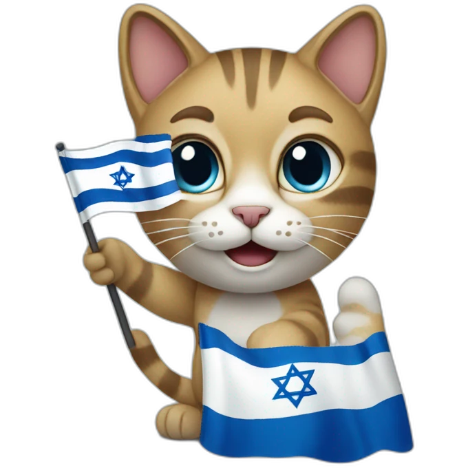 Cat waving Israeli flag emoji