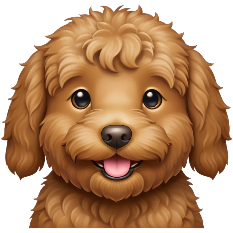 Cute caramel coloured labradoodle dog with smiley face emoji