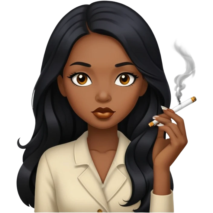 Black girl with long back hair smoking  emoji