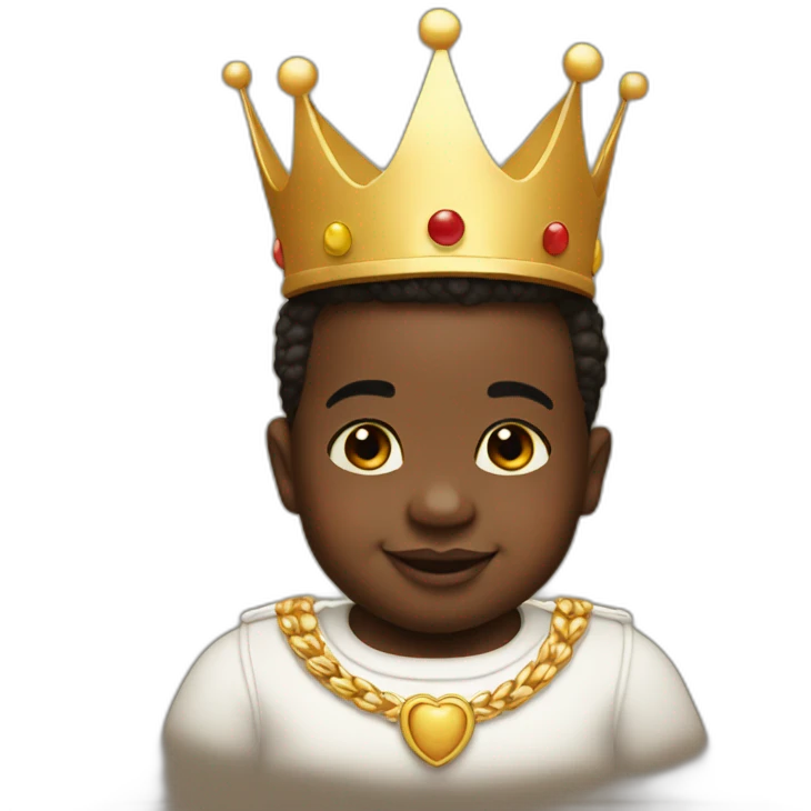 baby biggie with a crown on his head smiling emoji
