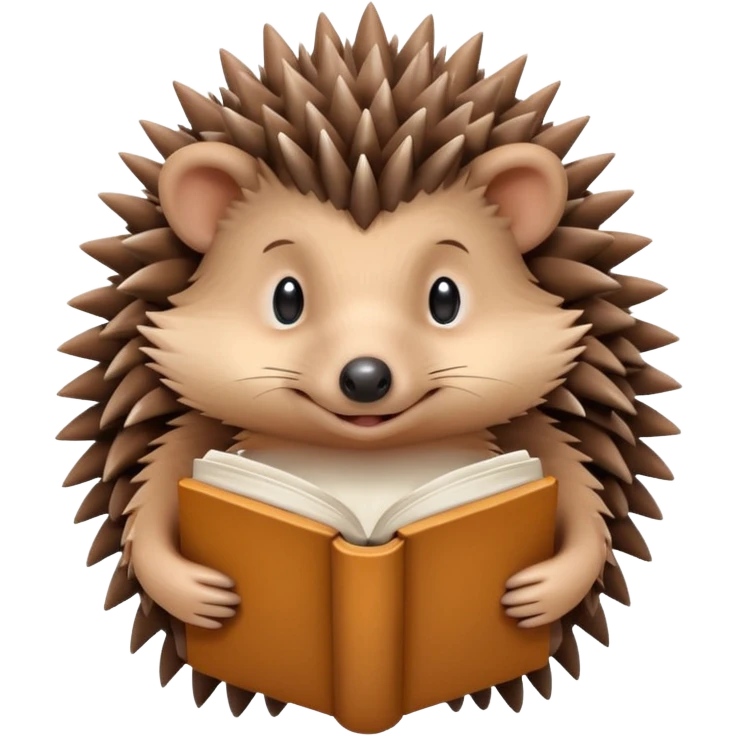 The hedgehog hugs the book emoji