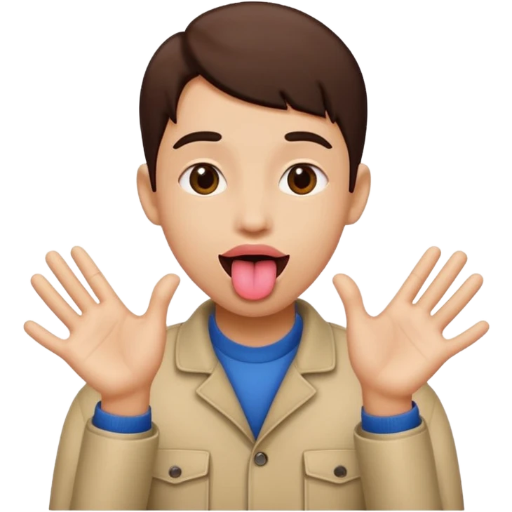 Tongue out with hands to the side emoji