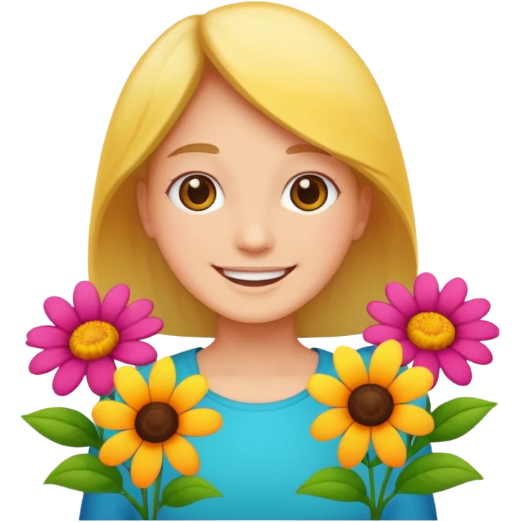 Happy with flowers emoji