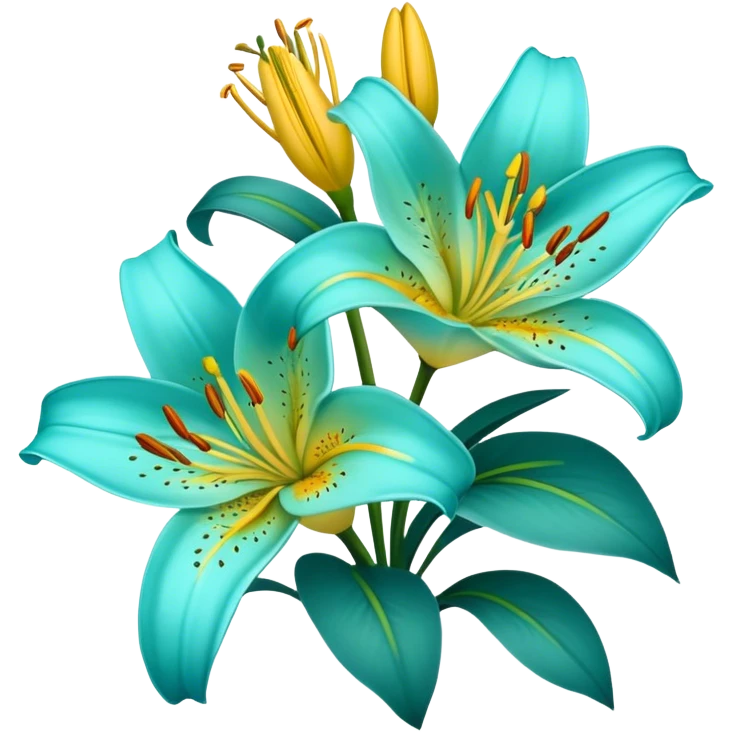 ￼ turquoise Flowers lilies  emoji