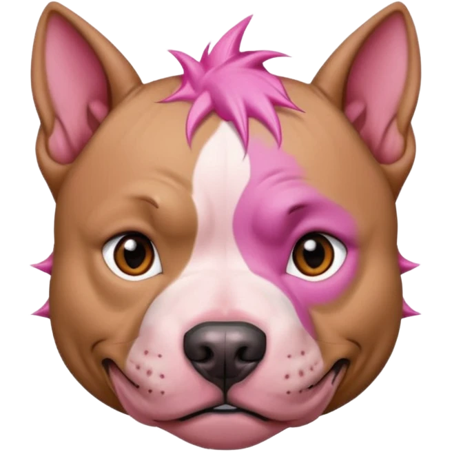 very tattoed face pitbull dog with pink spiky hair emoji