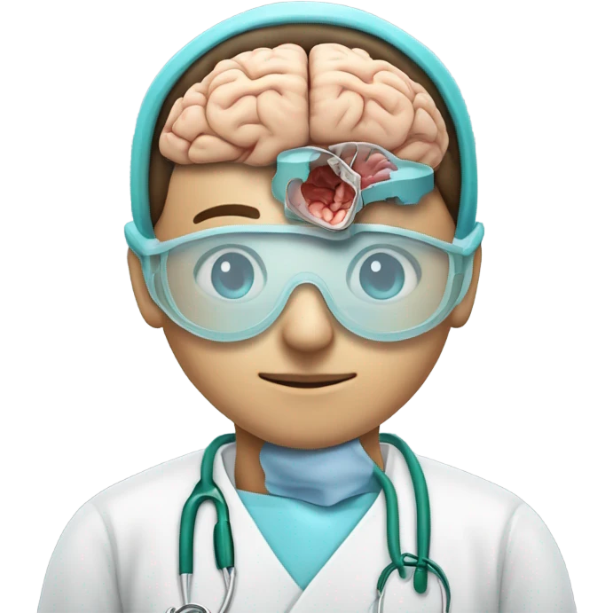 Brain surgeon operating on an open skull cortex  emoji