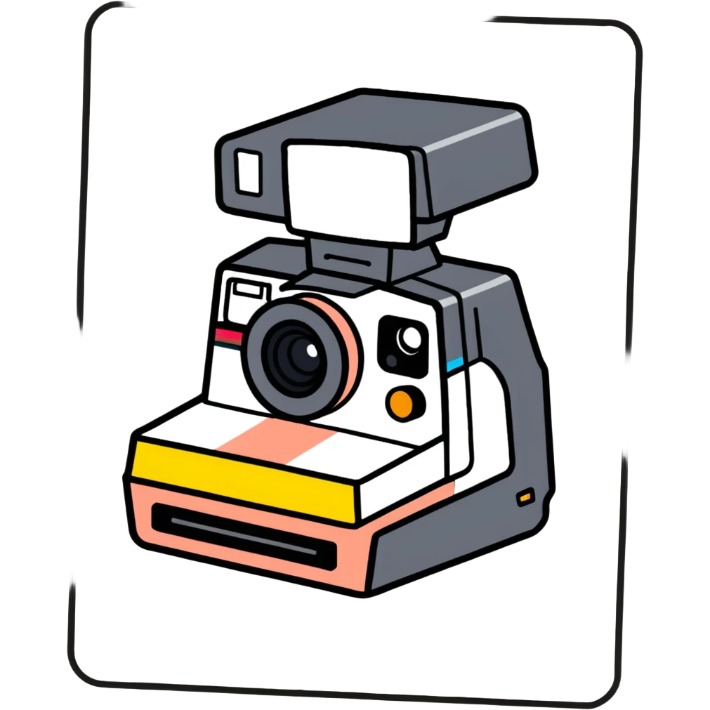 Polaroid camera pink emoji