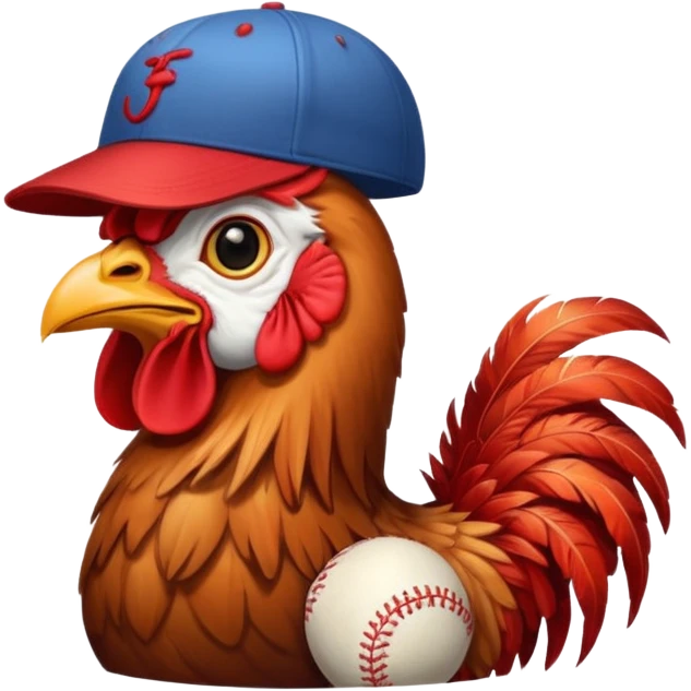 rooster wearing baseball cap emoji