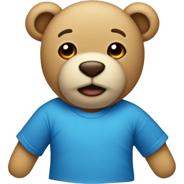 Beige teddy with a blue t shirt emoji