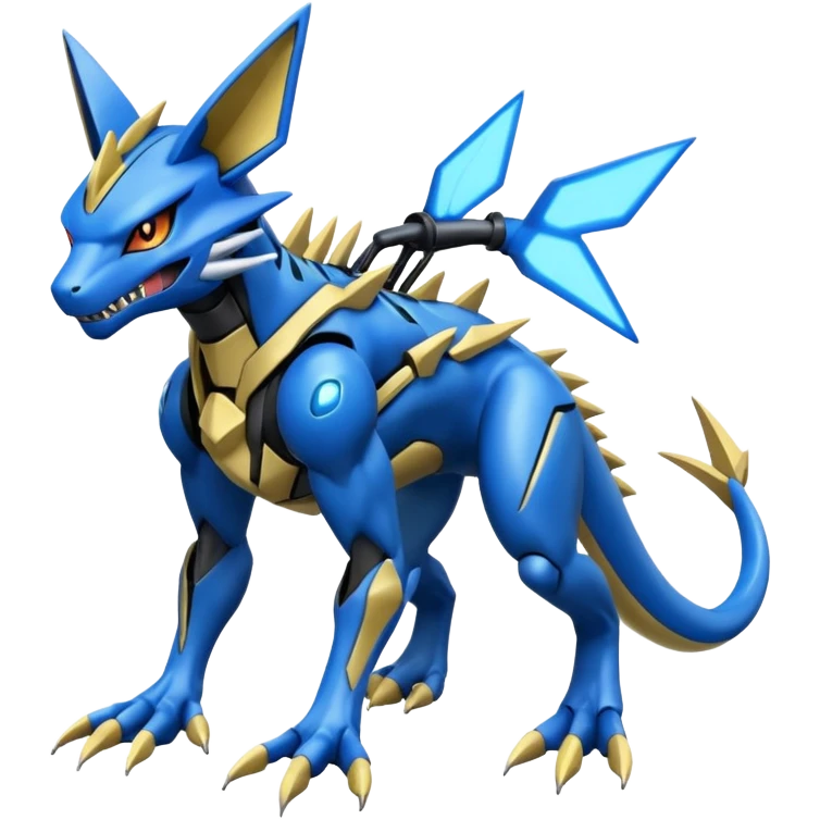 Modern Futuristic Cyber-Greymon-Greninja-Zeraora-Pokémon-Digimon-Fakémon-fusion-hybrid-creature emoji