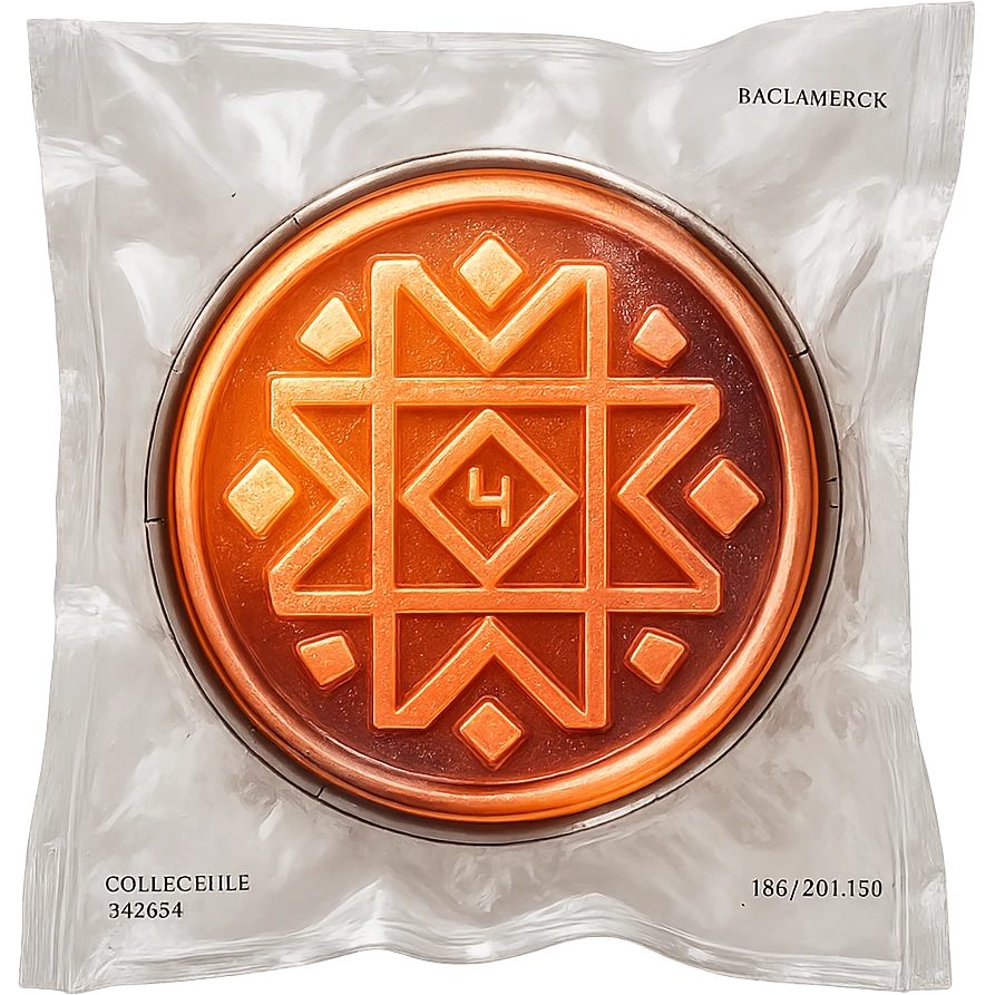 Can you please render an image of a digital artwork with a dreamy, cosmic aesthetic. Make it glowing small circle logo that’s accurately like the one attached in the image and that radiates warm colors—yellow, orange, and magenta. Make the image 3D and look more like an artistic glassmorphism type. Make the image look HD and quality  emoji