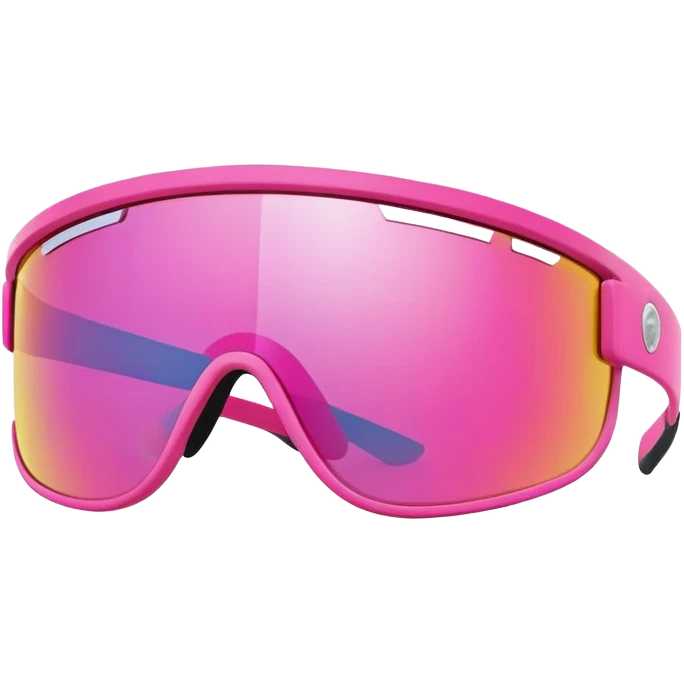 sporty pink shield visor sunglasses with bold thick frame, athletic design, reflective one-piece lens emoji