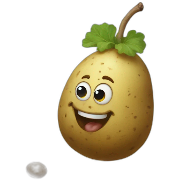 surreal painting of Happy little spud potato bouncing emoji