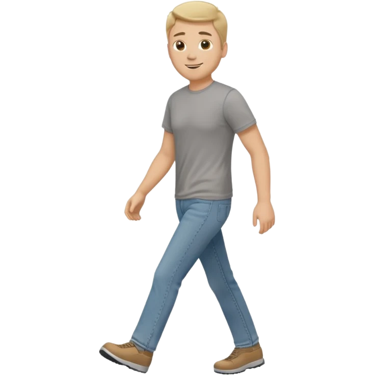 White male walking to the left full body in jeans and grey t-shirt emoji