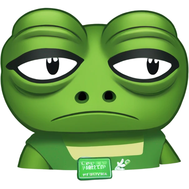 pepe with the logo of the justwatch company on his t shirt  emoji