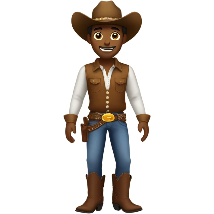 Brown skinned cow boy with cowboy hat and cowboy boots on emoji