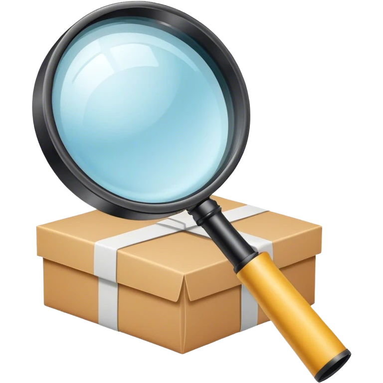 parcel under mangnifying glass emoji