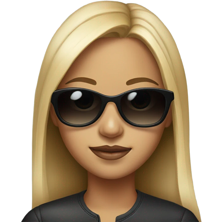 realistic portrait of girl with sunglasses emoji